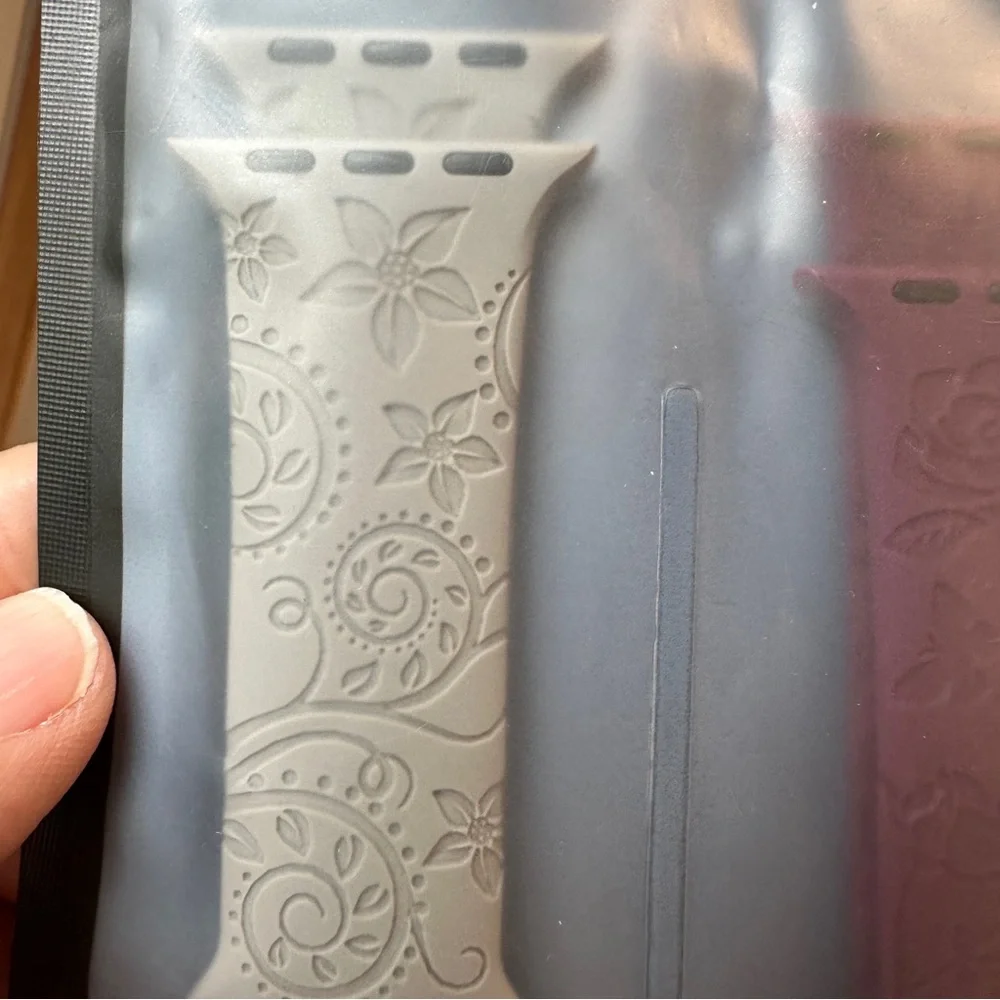Floral Patterned Wearable Bands - Gray and Wine